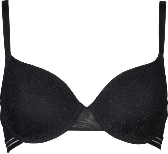After Eden Padded wire bra dot mesh Zwart