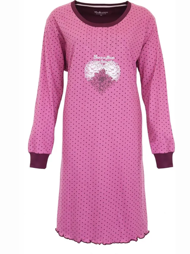 Tenderness Dames Nachthemd - Stippen dessin - Roze
