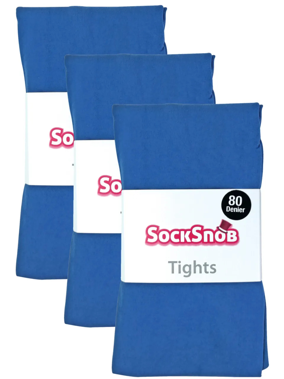 Sock Snob 3 paar dames gekleurde ondoorzichtige 80 denier panty's - Maanlichtblauw