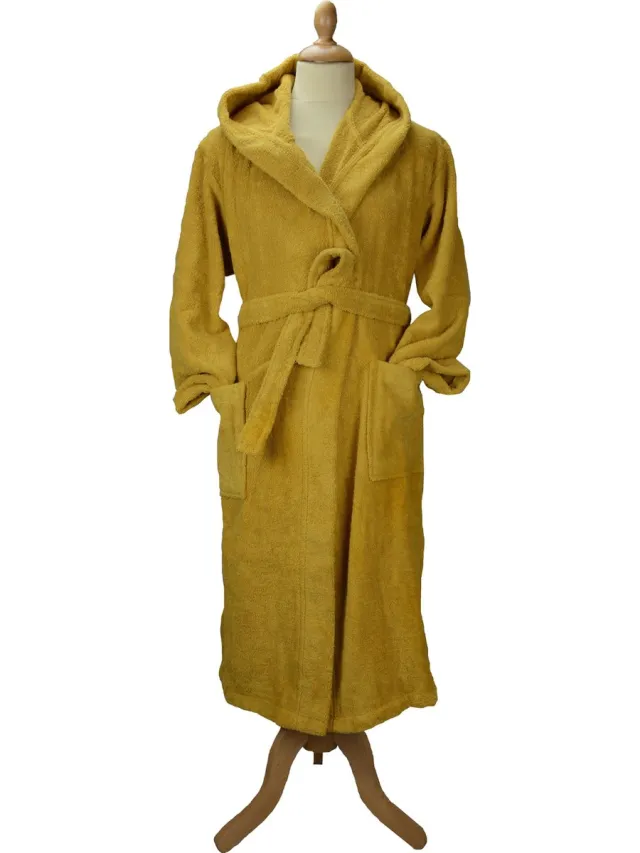 ARTG Robezz - Badjas met Capuchon - 100% Katoen - Badstof - Donker Geel - Mustard - (3XL) Donkergeel - Geel - Mustard