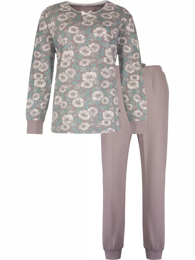 Tenderness Dames Pyjama - Katoen - Gebloemd Bruin