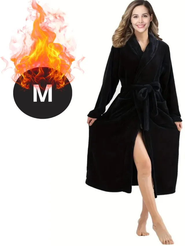 Livano Badjas Dames - Fleece - Katoen - Badstof - Sauna - Hamam - Wafel - Bathrobe - Duster - Ochtendjas - Spa - Kimono - Zwart