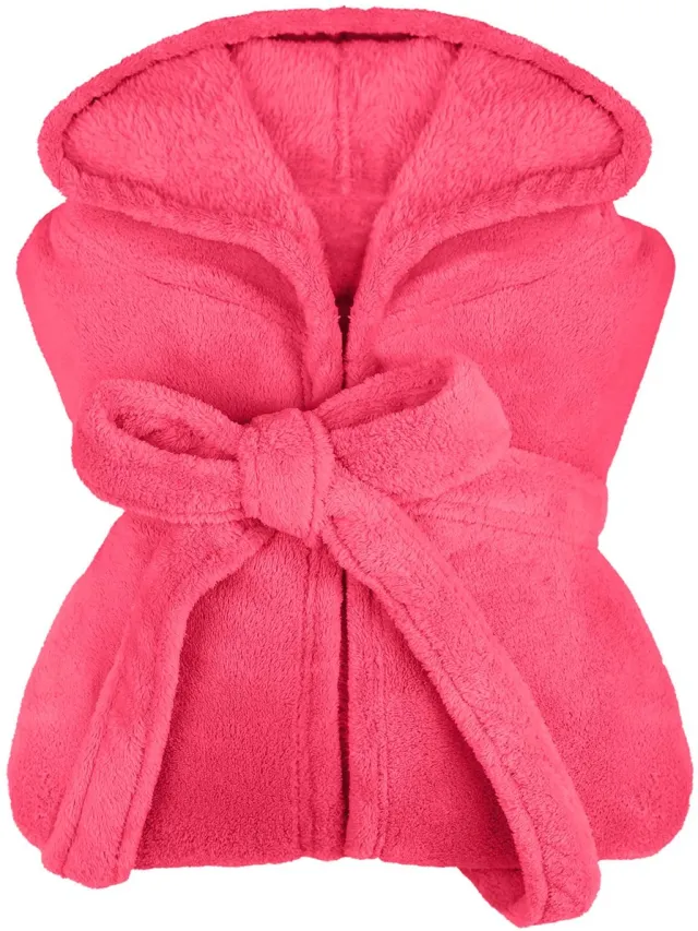 Ibenzoa Fluweelzachte Unisex Badjas met Capuchon van Luxe Fleece voor Comfort en Stijl roze