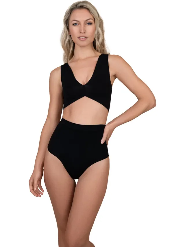 Bye Bra Soft Touch Seamless Mid Waist Brief, Black Zwart