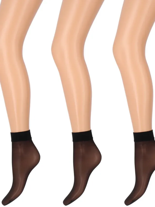 Marianne Dames Pantysocks Satin Sheers - 15Den - 3-Pack - Maat One Size - Zwart