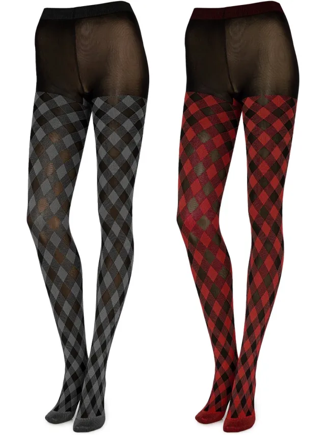 Merry Style Dames Panty 2 Pack - 60 DEN- Gedessineerd - 3D-technologie - Polyamide – Rook/Rot – M - MS-GB-317