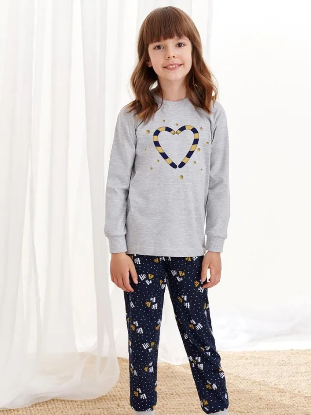 Taro Pyjama Ada. Maat: 116./ 6 jaar Mele grijs - Blauw