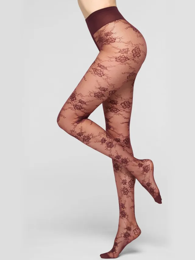 Oroblu Pure Lace 20 Kanten Panty - Kleur Bordeaux