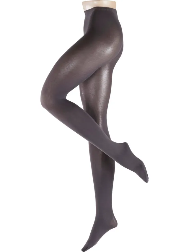 Esprit Cotton eenkleurig katoen panty dames grijs-38