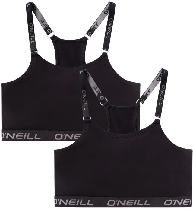 O'Neill Dames Short Top Bralette 2-Pack Effen Zwart
