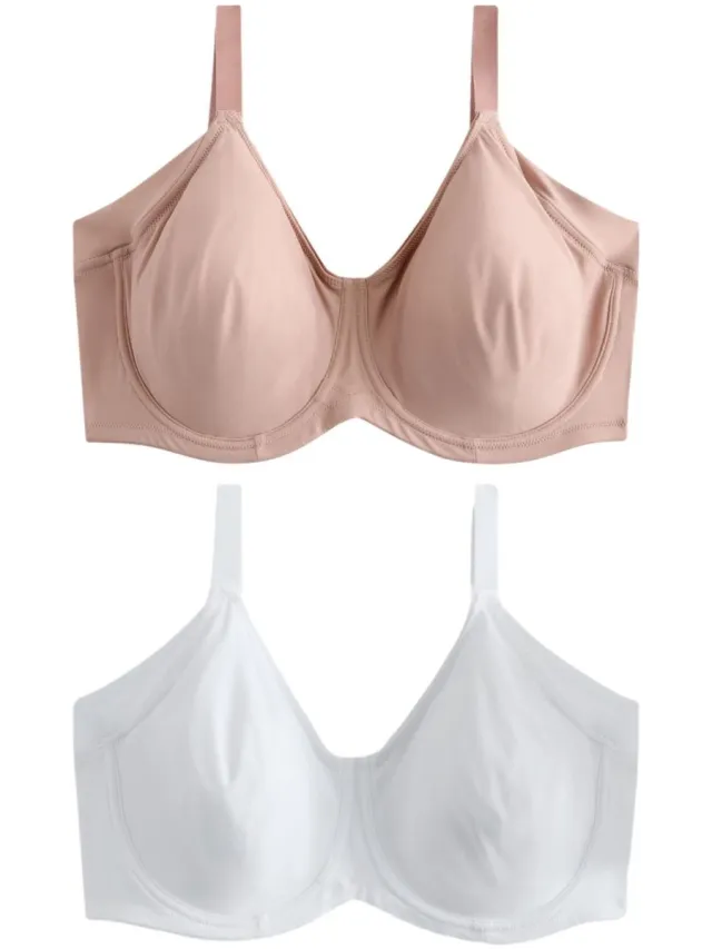 Next Dames - Set van 2 Ultimate Comfort onderarm gladmakende F-K beha's van een katoenmix zonder vulling met beugel - Naturel Praline Nude/White