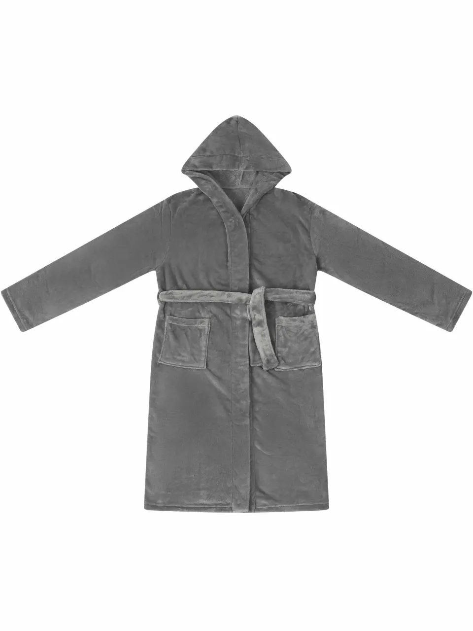 vidaXL Badjas Hoodie Donkergrijs S Flanel grijs, foto 2