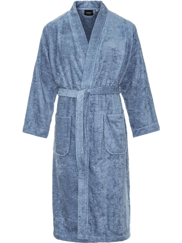 Comvie Kimono badstof katoen – badjas dames – badjas heren – 100% badstof katoen - Oekotex100 - sauna – denim blauw