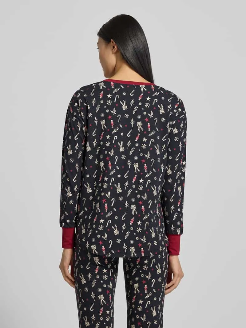 SKINY Pyjamabovendeel in all-over look met ronde hals zwart, foto 3