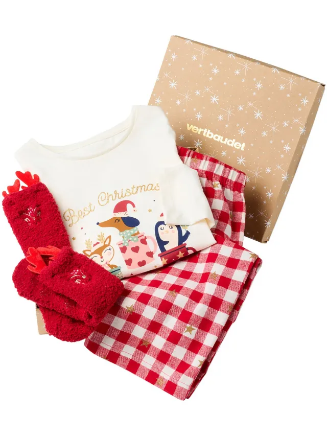 vertbaudet Coffret pyjama fille avec chaussettes ecru