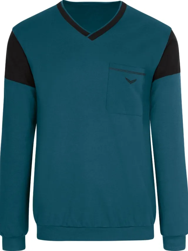 TRIGEMA Classic Fit pyjamatop petrol benzine