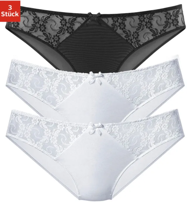 slips Petite Fleur set van 3 wit en zwart, foto 2