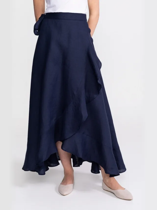 De IONESCU dames vegan Wikkelrok Nera Marineblauw Extra donkerblauw