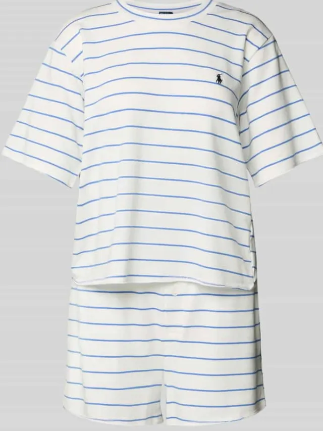 Polo Ralph Lauren Pyjama met logostitching en elastische band met logo Offwhite