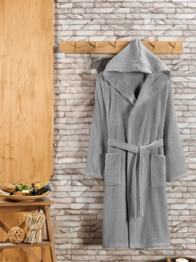 Teksmoda Nestly - Sauna - Ochtendjas - Grijs - Badstof - Wellness - Valt