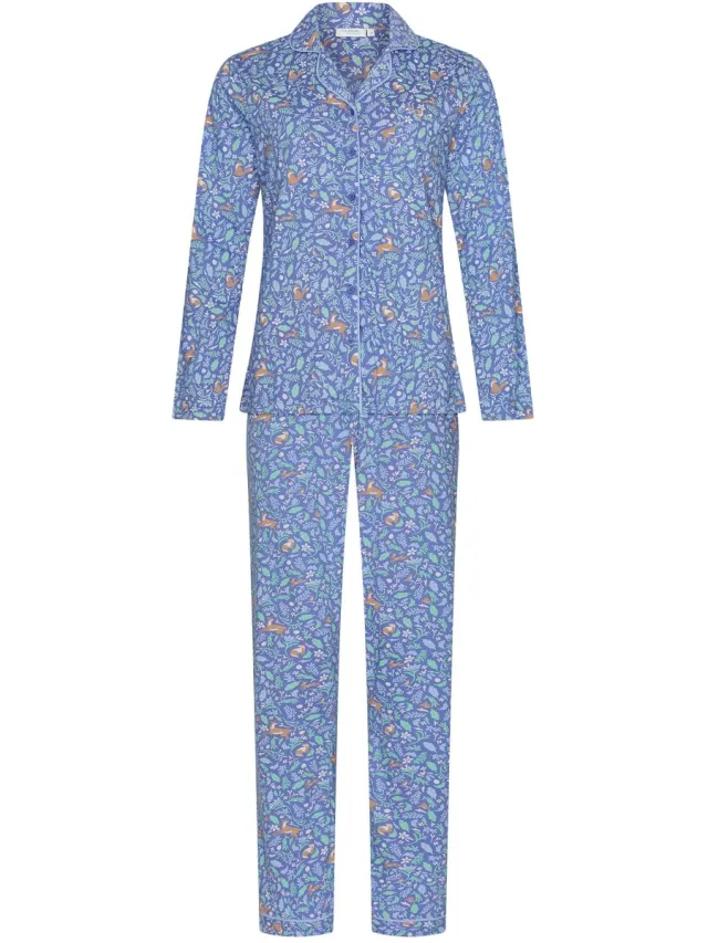 Rebelle Forest Animal - Pyjama - Bio Katoen - Doorknoop Blauw