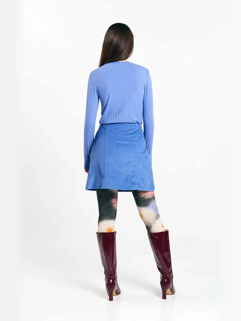 SUITE13LAB dames vegan Corduroy Minirok Faro Middenblauw blauw, foto 2