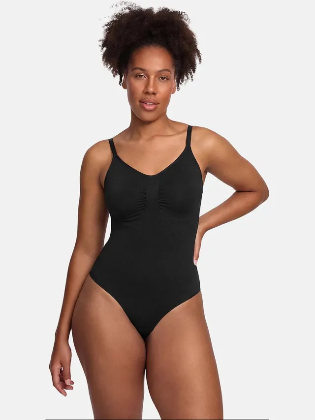 cfab Bodysuit met corrigerende shapewear en slipje - Zwart - XL - Corrigerende Body - Naadlos - corrigerend ondergoed dames