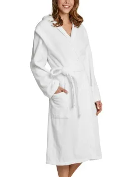 Schiesser Essentials Bathrobe With Hood Wit,Blauw