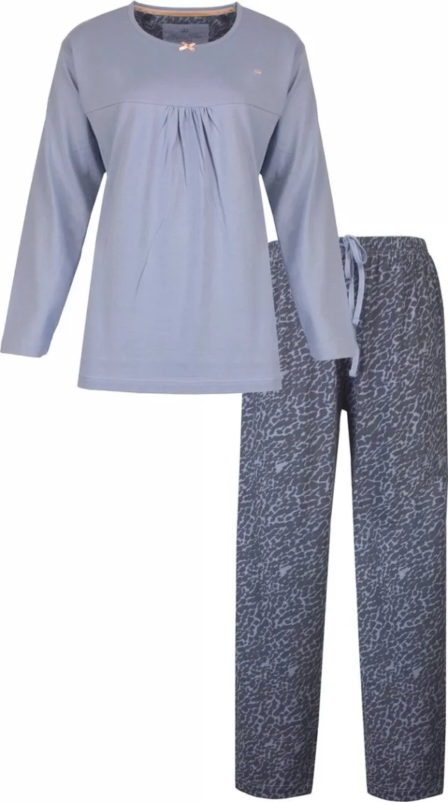 Medaillon Dames Pyjama - Lange Mouwen - Ronde Hals - Grijs
