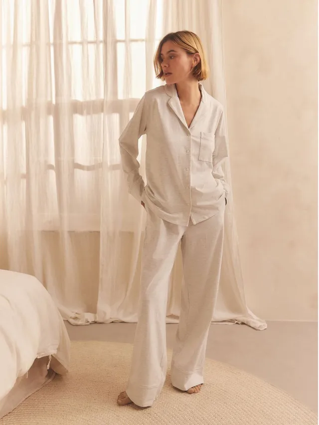 Next Dames - Pyjama met knopen en jerseystof - Grijs Grey