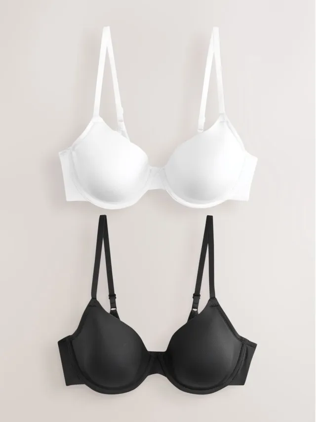 Next Dames - Set van 2 gladmakende Ultimate Comfort beha's met vullingen en hele cups - Zwart Black/White
