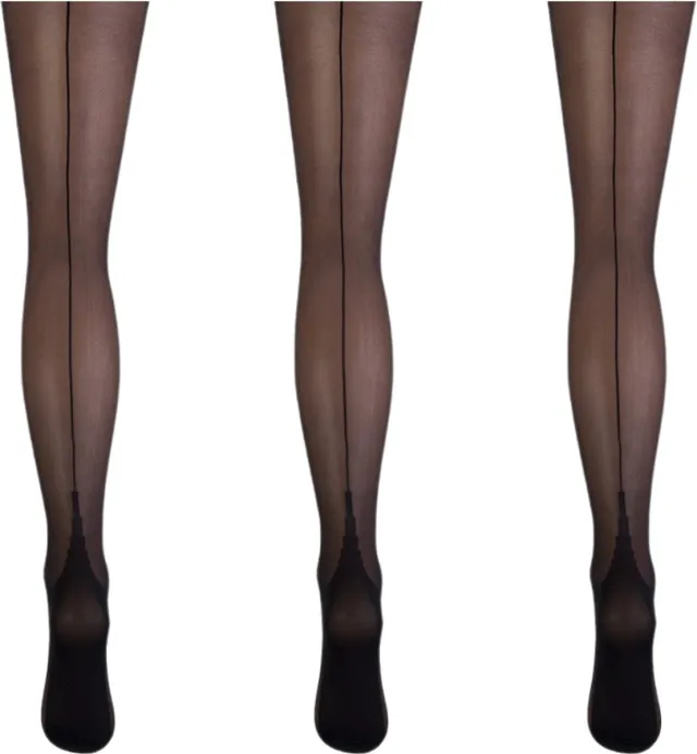 Marianne Dames Panty met Lurex Naad - 20 Denier - 3-Pack - Zwart