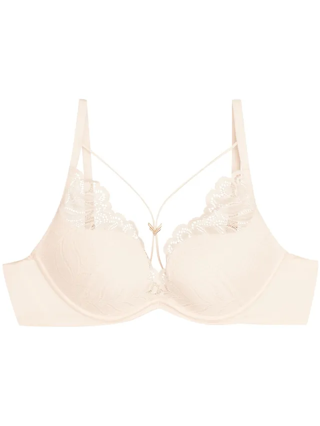 ESOTIQ Korin - Push-upbeha - Crèmekleurig - Kanten cups - Gouden details