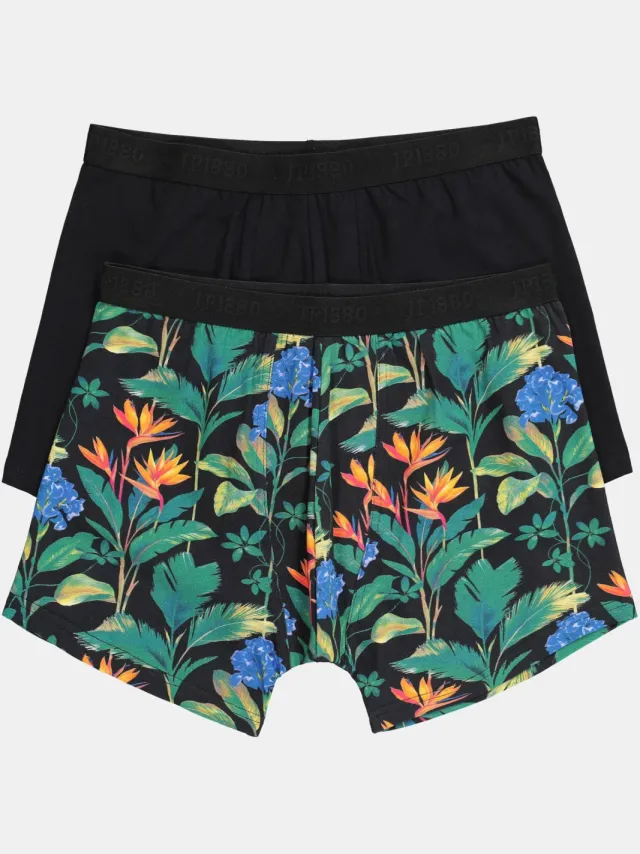 JP1880 Regular Fit onderbroek zwart en bloemenprint zwart/groen
