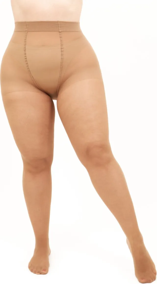 Giulia Panty - Mollie 40 - Grote Maten - Plus Size - Maatje Meer - Zijde Glans - Korte Benen - 40 Den - 4XL - Caramel