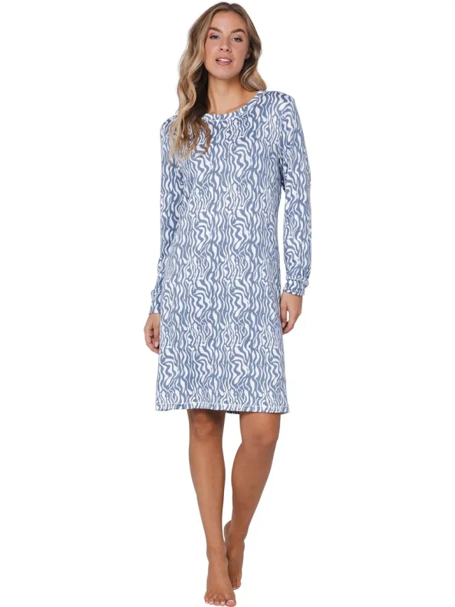 Pastunette Blue Mirage - Nachthemd - Blauw - Fleece