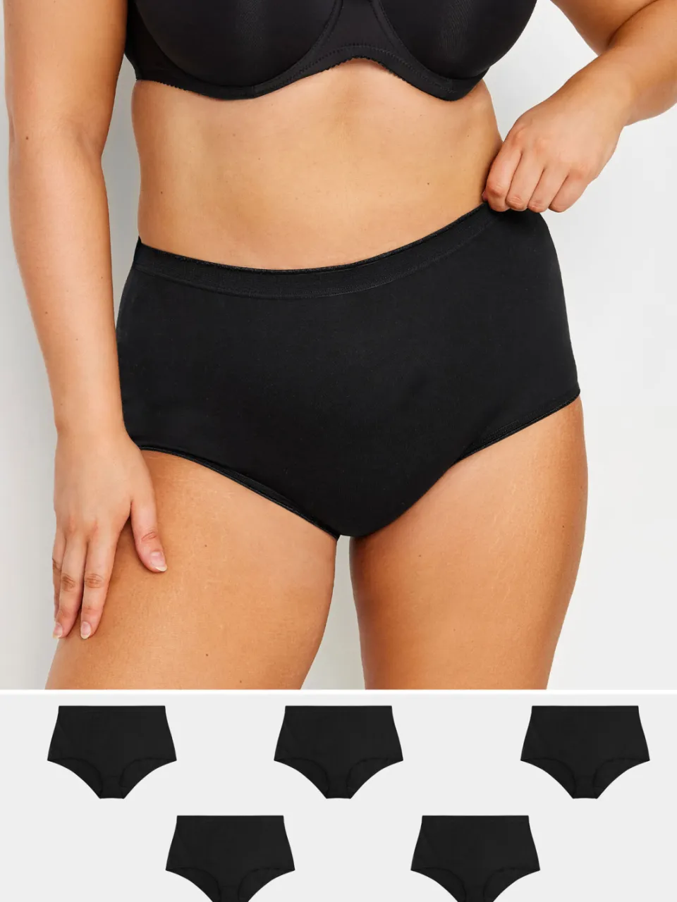 Yours 5 Pack Tailleslips Van Katoenmix Met Stretch In Zwart-48, foto 2