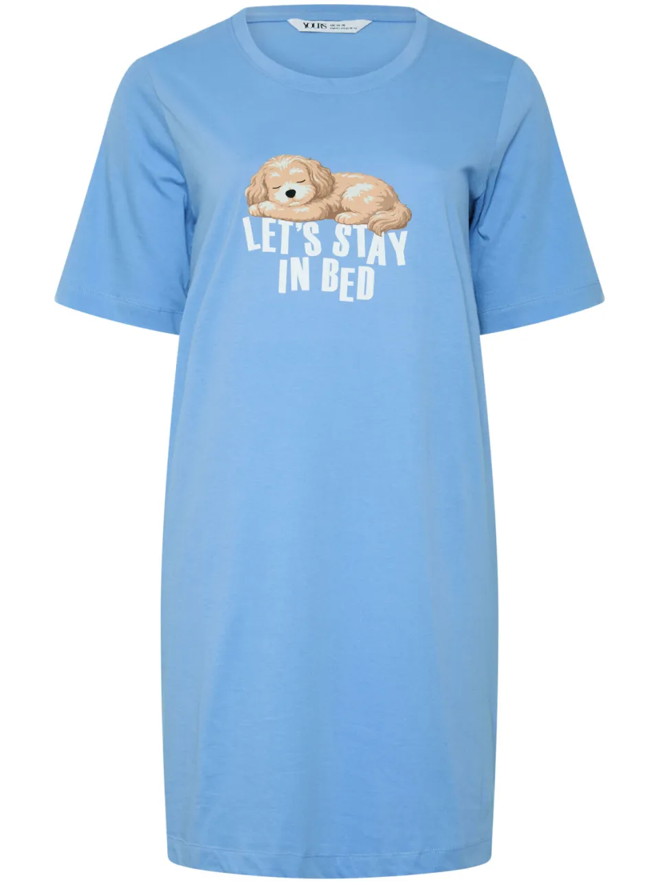 Yours Curve Blauw Nachthemd Met 'Let's Stay In Bed' En Cockapooprint-44, foto 4