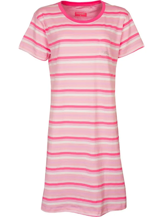 Irresistible Dames Nachthemd - Slaapkleed - Gestreept - Roze