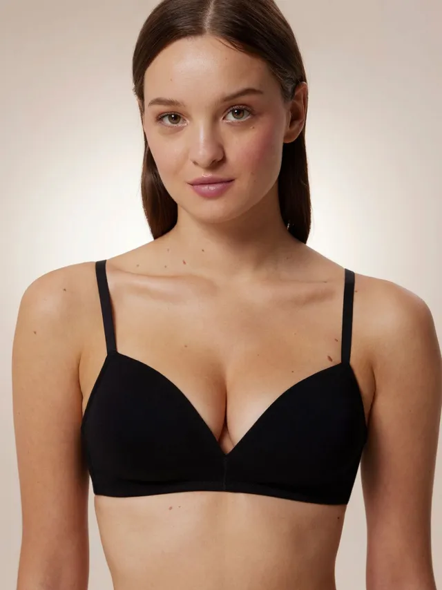 Penti Katoenen Jersey Bralette met Verstelbare Bandjes Zwart