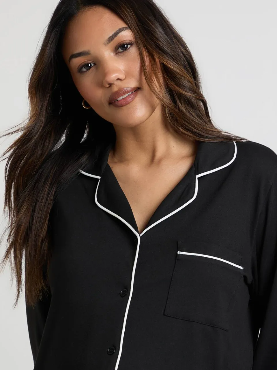 boohoo Dames Zwangerschapsnachtjapon met pijpdetail zwart, foto 4