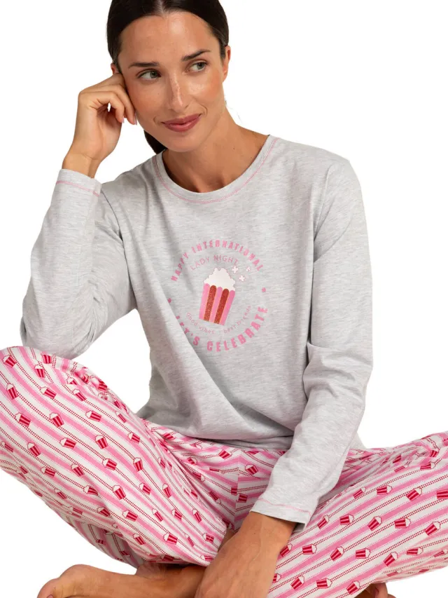 Admas Lady Night pyjamaset grijs