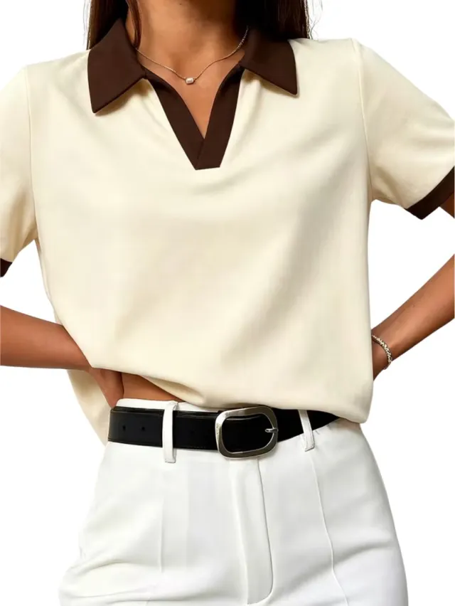 Currero Topje Dames - Top Kleding - Shirt - Blouse - Kort - Volwassen - Abrikoos Abrikoos 1