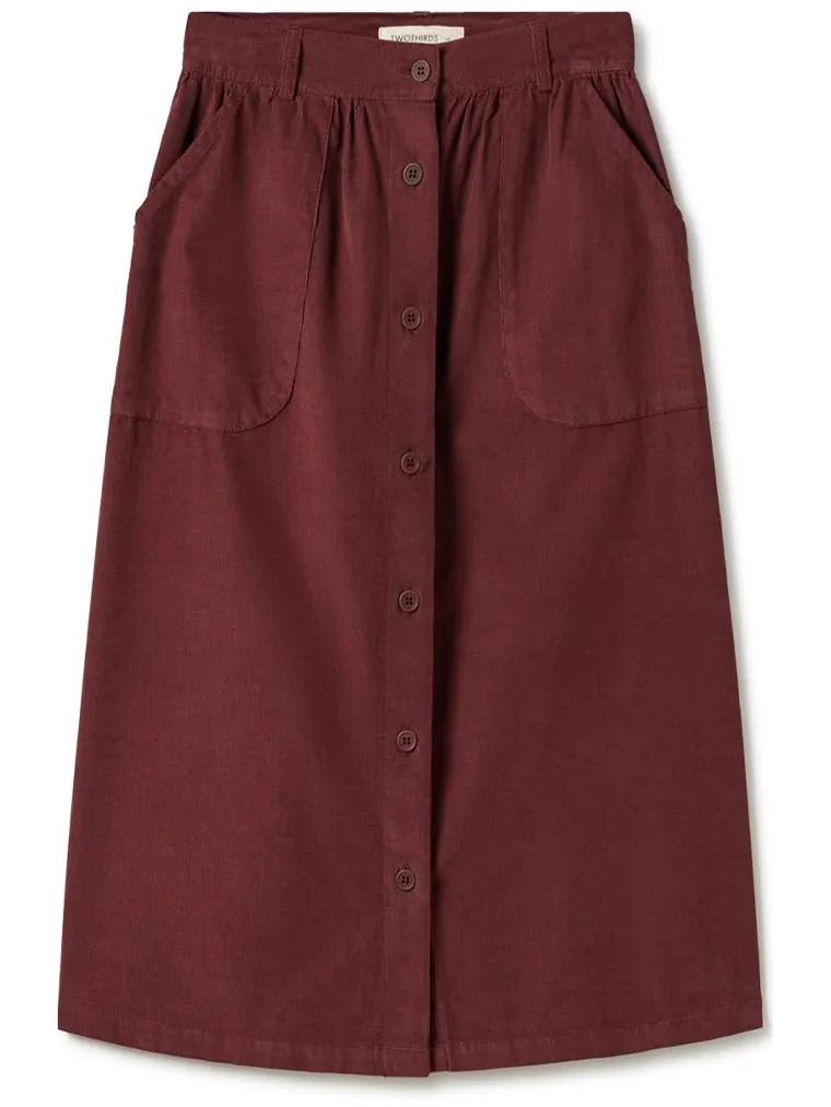 TWOTHIRDS dames vegan Rok Schola Roodbruin, foto 2