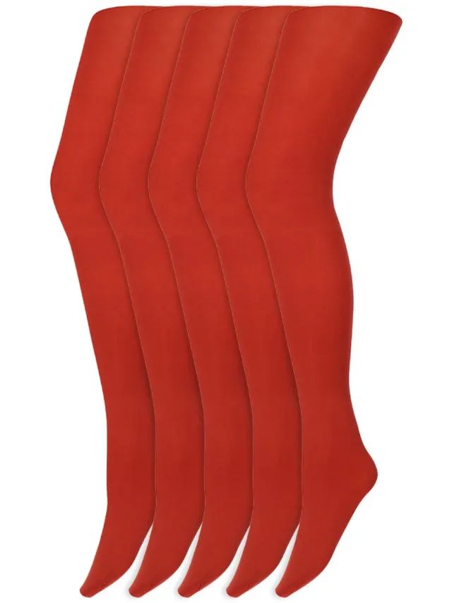 Marianne Gekleurde Panty’S | Micro | 60 Denier | Merk: Marianne | Maat: S T/M Xxl | Kleur: Koper | 5 Paar Rood