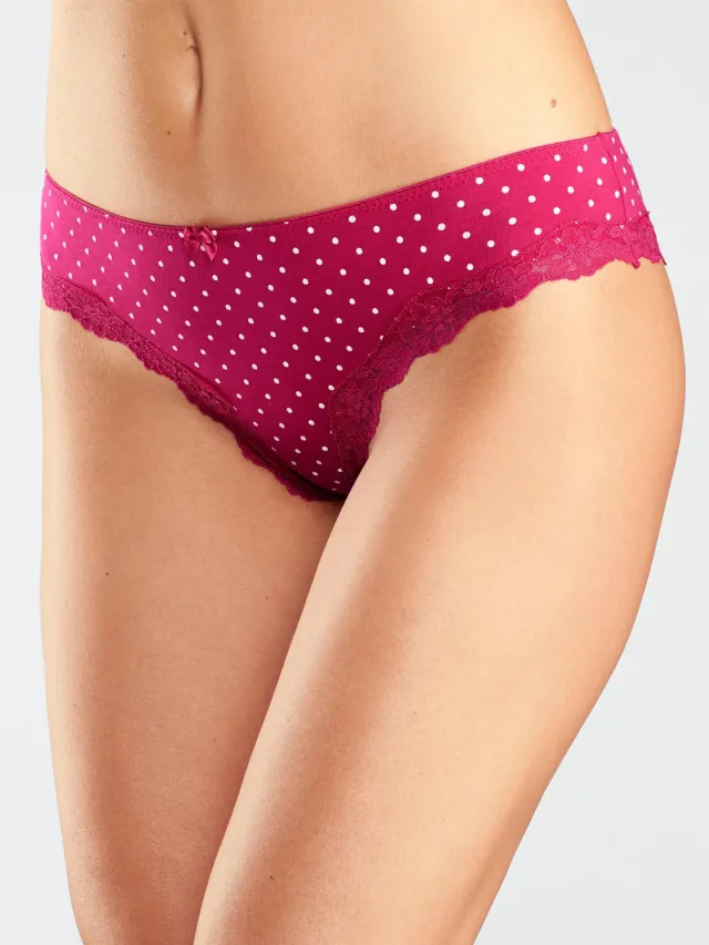 Brazilian slip roze gestipt rood gestreept, effen, gestippeld