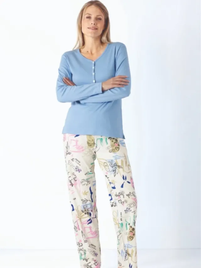 Hajo Premium katoen dames pyjama gebroken wit Hajo - Beige - Maat - 48/50