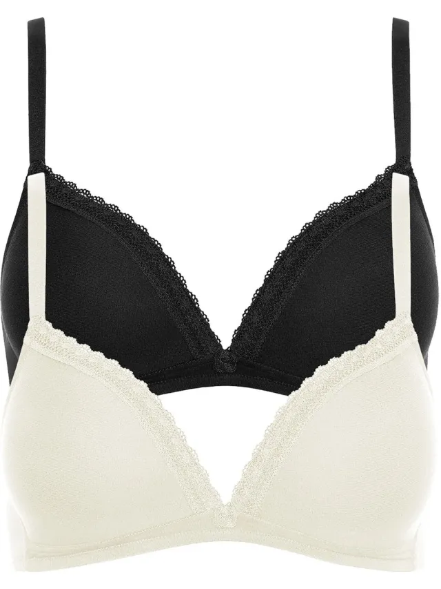 Lisca 2-pack driehoek BH zonder beugel Ines zwart-crème