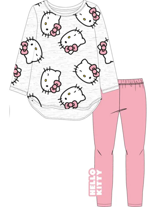 Hello Kitty pyjama katoen grijs/roze