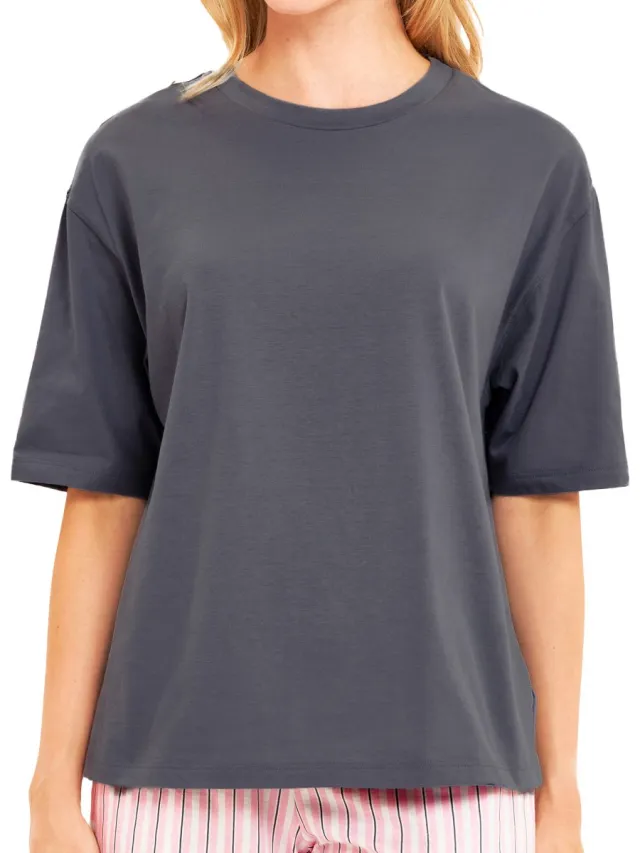 Rösch Dames pyjamashirt Basic grey